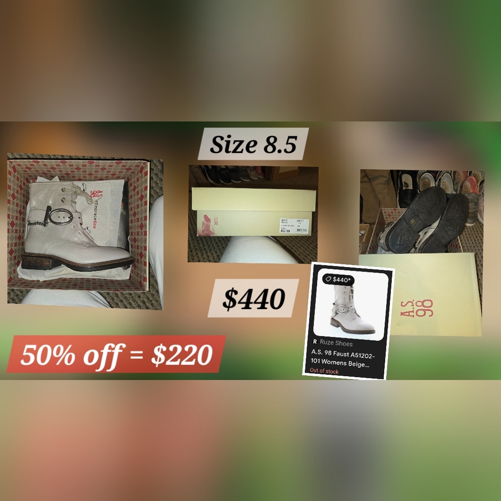 A.S.98 Cream Heeled Boots with Elegant Design